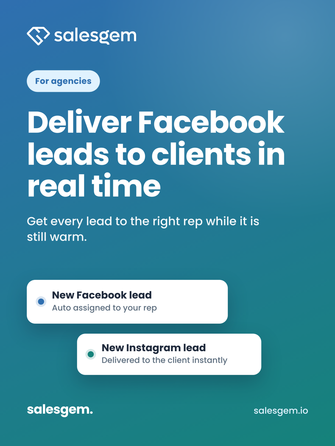 deliver Facebook leads to clients in real time