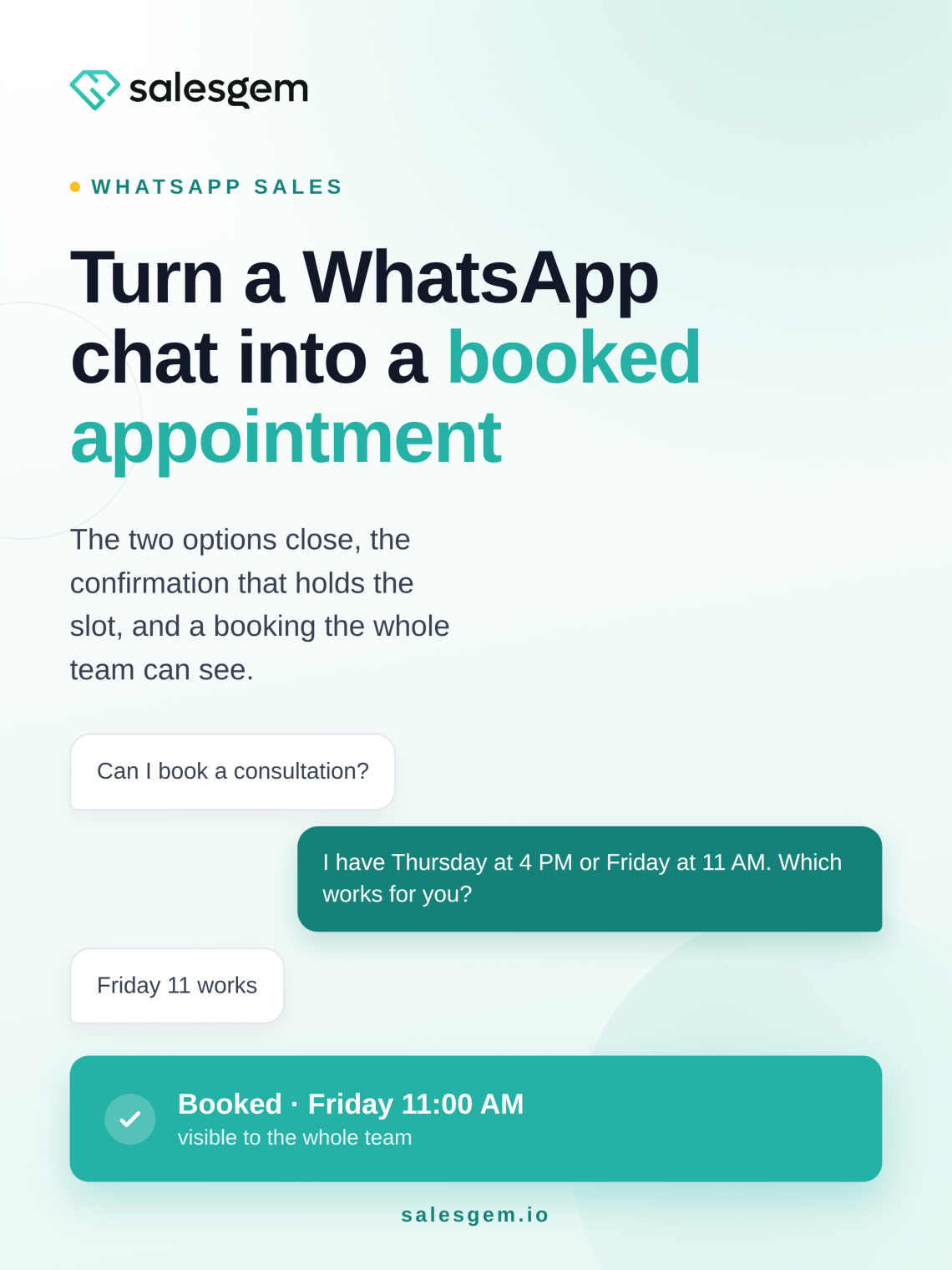 whatsapp chat to a booked appointment
